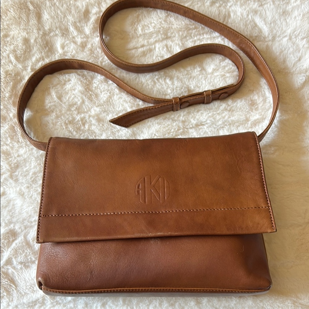 Vintage Anne Klein II Monogram Leather Messenger Flap Bag - Picture 2 of 15